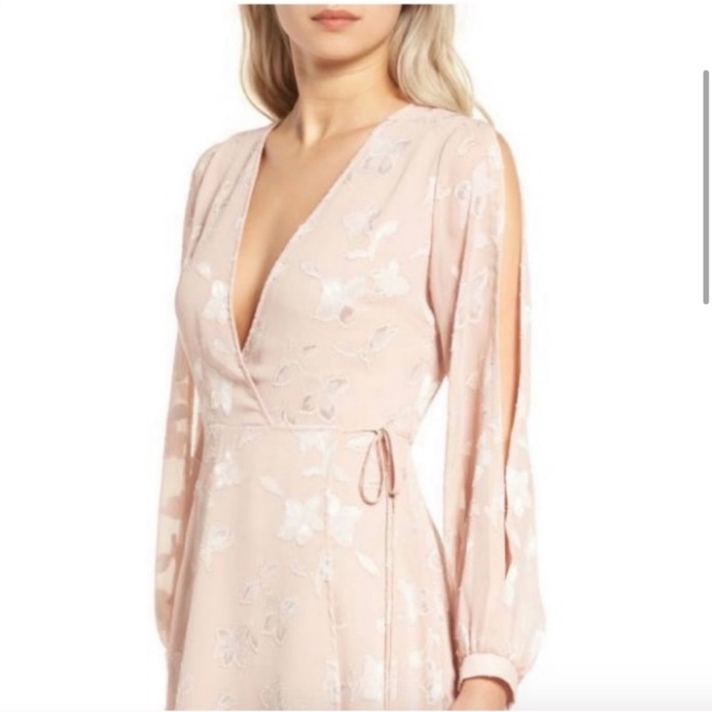 Astr Blush Floral Long Sleeve Dress